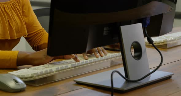 Business executives working with headset on desk 4k