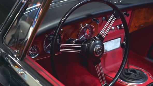 Red Interior Inside of Old Vintage Vehicle