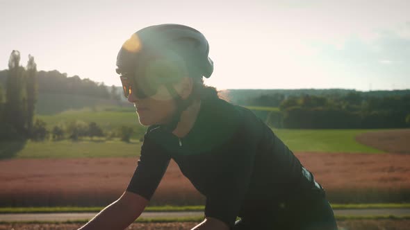 Cycling at sunset