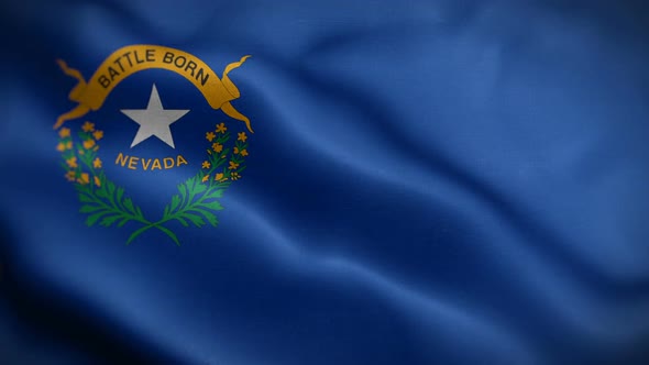 Nevada State Flag Blowing In Wind