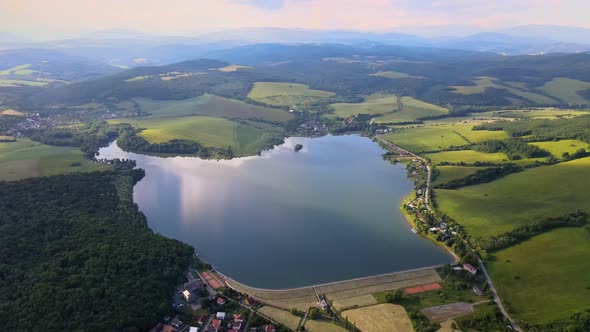 Aerial view of Teply vrch reservoir in Slovakia