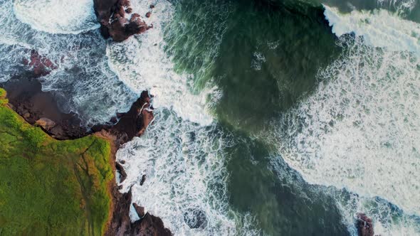 Aerial View Of The Beautiful Power Of The Ocean Waves