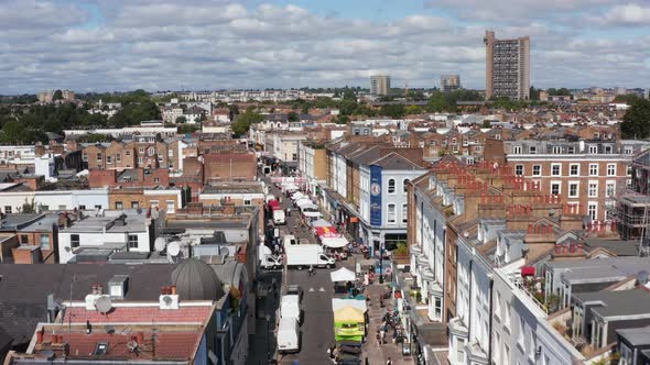 Forwards Fly Above Famous Street Market on Portobello Road