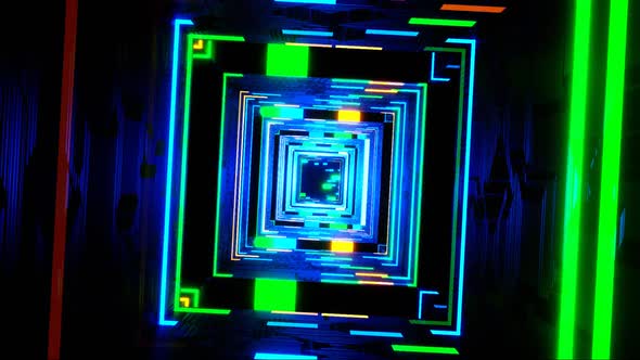 HD loop 3D animation. Abstract neon lines move in space. Futuristic background. Neon traffic