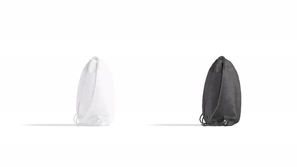 Blank black and white drawstring backpack mockup, looped rotation, 4k