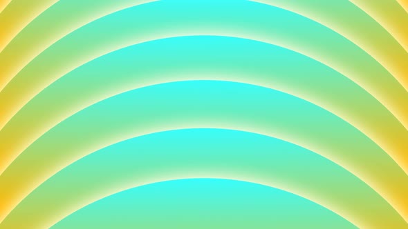 Sunset Geometric Curved Shape Flow Animation, Teal Yellow Green