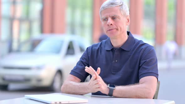 Outdoor Serious Middle Aged Businessman Thinking About Creative Idea