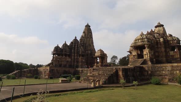 Panoramic shot of Kandariya Mahadev Temple and Jagdamba temple at Western Group of Temples, Khajurah