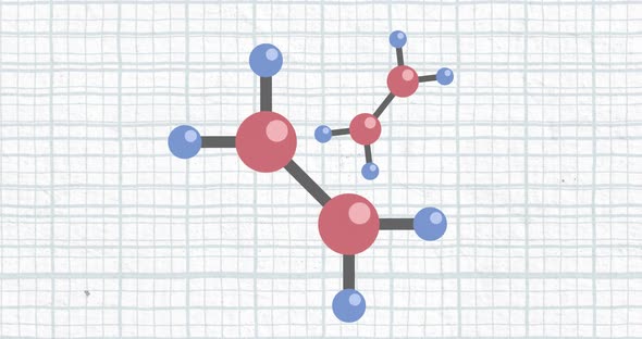 Several molecules with a blue grid on a white background alt