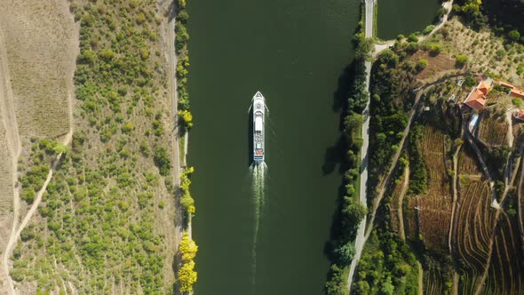 Tourist Boat Floating on Douro River Peso Da Regua Vila Real Portugal Europe