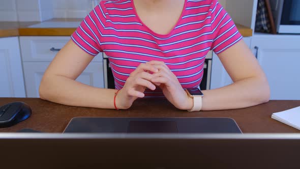 Entrepreneur businesswoman doing distant work online with modern laptop computer in 4k video