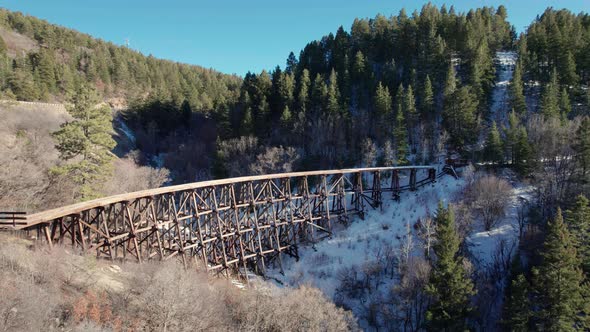 Drone aerial view of the Mexican Canyon Railroad Trestle