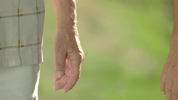 Elderly Couple Holding Hands.