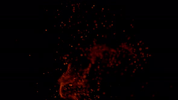 Super Slow Motion Shot of Fire Sparks Isolated on Black Background at 1000Fps alt