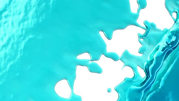 Filling the frame with blue fluid or liquid in slow motion. Alpha alt