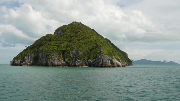 Group of Islands in Ocean at Ang Thong National Marine Park Near Touristic Samui Paradise Tropical