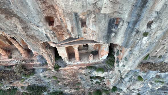 Dalyan,Mugla. Turkey. Shooting of Dalyan Rock Tombs with drone. 