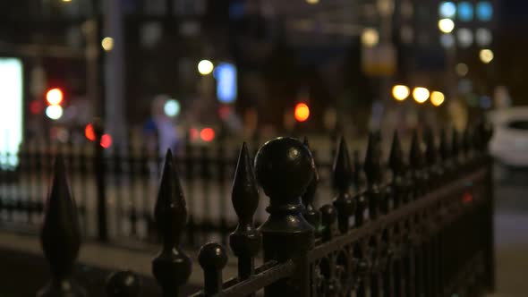 Metal Iron Fence in the City.