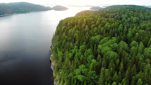 Beautiful Aeril View of Lake Onega in Karelia