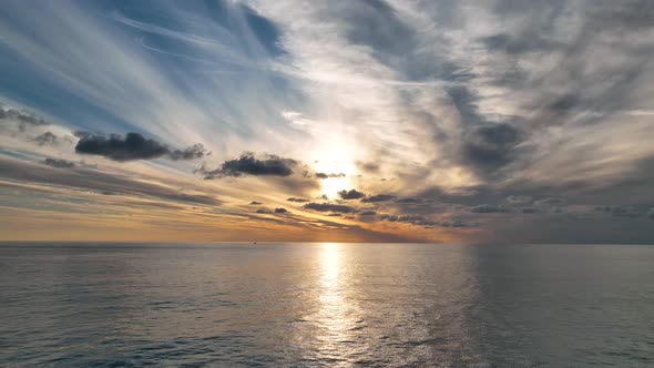 Colorful sunset over the Mediterranean Sea 4 K Turkey Alanya