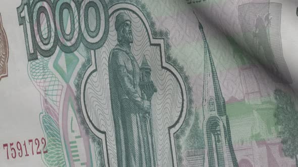 1000 Ruble Banknote. Looped Animation.