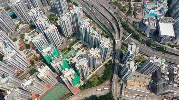 Top view of Hong Kong city