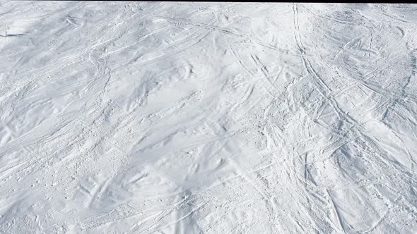 Above View of Traces From Ski in Snow at Mountains