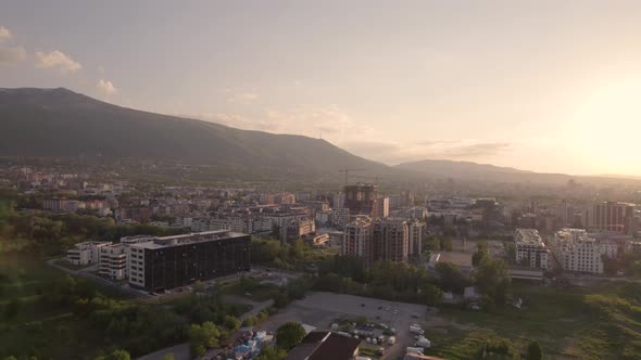 Evening Sunset Over Sofia City Bulgaria