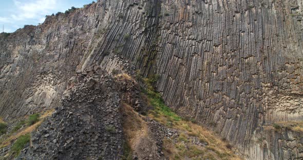 Rocky mountain with unique basalt pillars