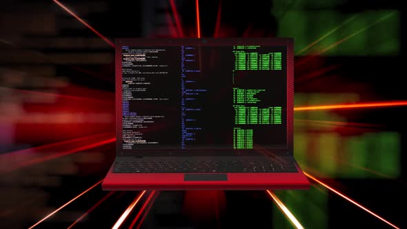 Cgi Animation Of Green Computer Code With Light 