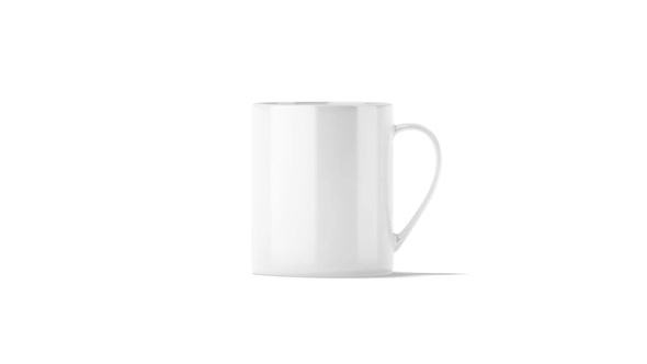 Blank ceramic 11oz mug with handle stand, looped rotation