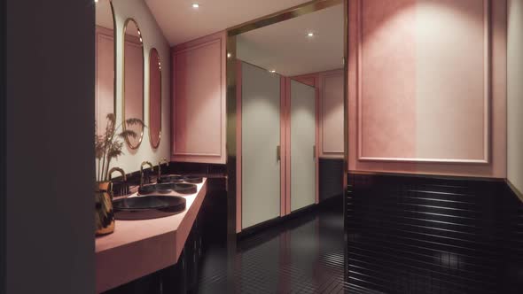 Commercial Luxury Restroom In Pastel Colors