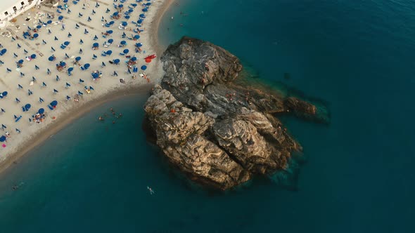 City of Palmi with sea in Summer in Calabria