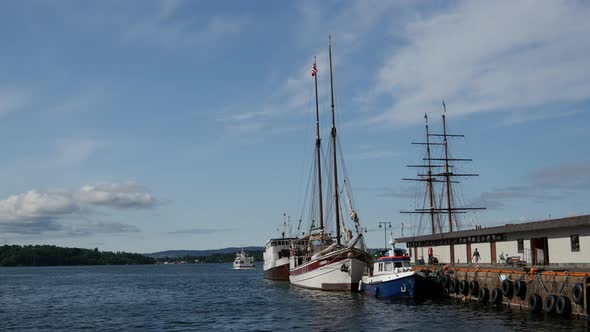 Harbor with boats in Oslo Norway