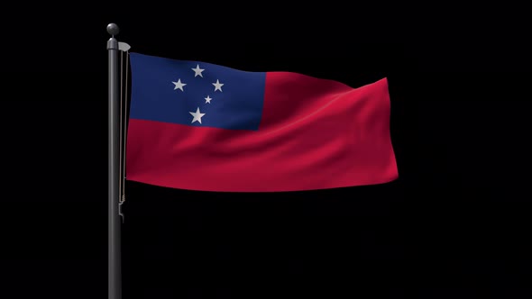 Samoa Flag On Flagpole With Alpha Channel 4K