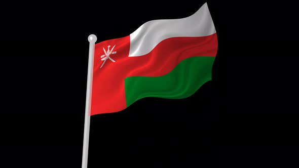 Oman Flag Flying Animated Black Background