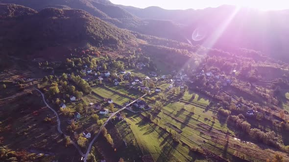 Flying Drone over Village V2