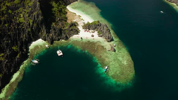 Tropical Seawater Lagoon and Beach, Philippines, El Nido