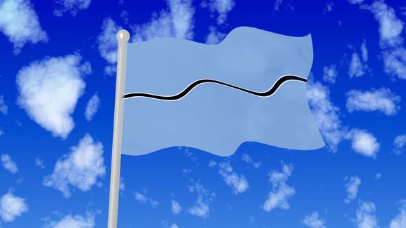 Botswana Flying National Flag In The Sky