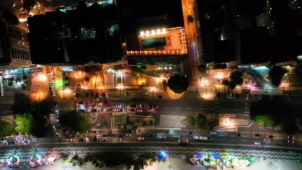 Night scape of Rio de Janeiro Brazil. International travel landmark.