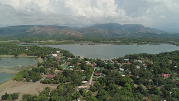 Tropical Landscape, Mountains, Lake