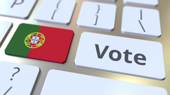 VOTE Text and Flag of Portugal on the Computer Keyboard