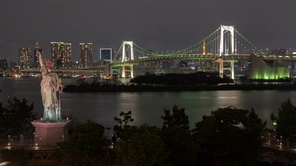 Rainbow Bridge Night Cityscape Tokyo City Park