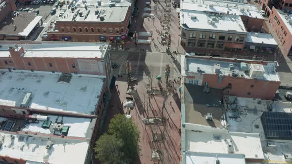 Aerial Drone Shot Tilting Up to Reveal Mountainscape Over Boulder Colorado