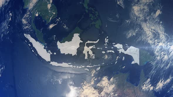 Realistic Earth Zoom Highlight Country Indonesia