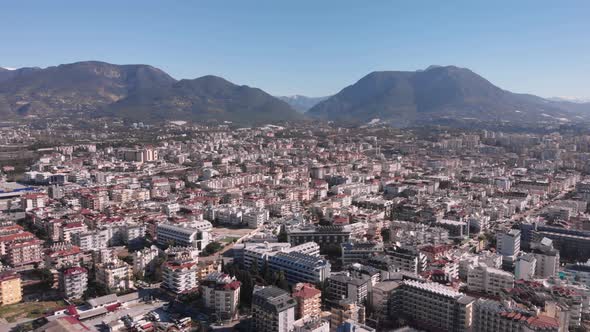 City, mountains and blue sky in Alanya, Turkey