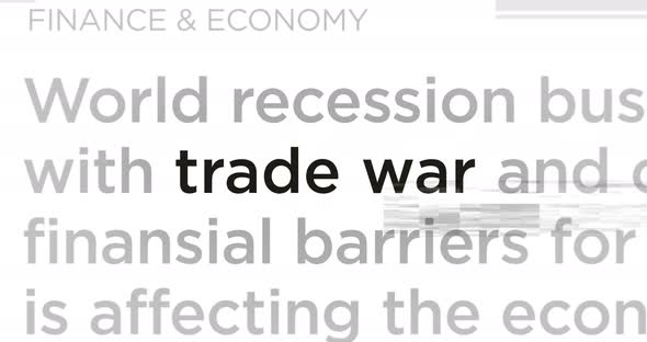 Headline titles media with Trade war import and export tax seamless loop