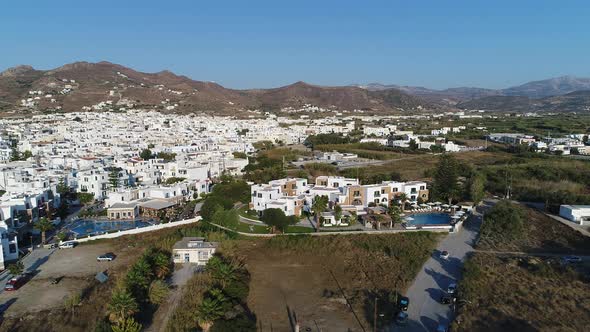 Village of Chora on the island of Naxos in the Cyclades in Greece aerial view