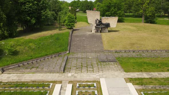 Memorial to the soldiers who died in World War II. Valmiera memorial from above