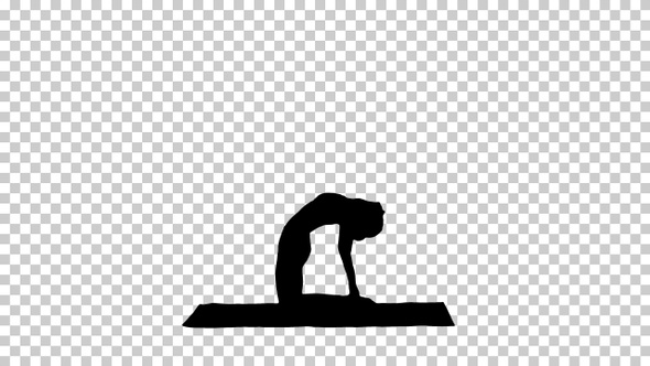 Silhouette Sporty woman practicing yoga, Alpha Channel